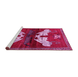 Sideview of Machine Washable Animal Pink Traditional Rug, wshtr734pnk