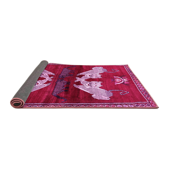 Sideview of Animal Pink Traditional Rug, tr734pnk