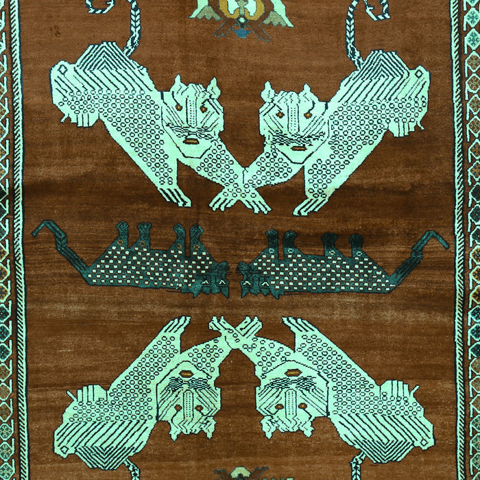 Machine Washable Animal Turquoise Traditional Area Rugs, wshtr734turq