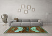 Machine Washable Animal Turquoise Traditional Area Rugs in a Living Room,, wshtr734turq
