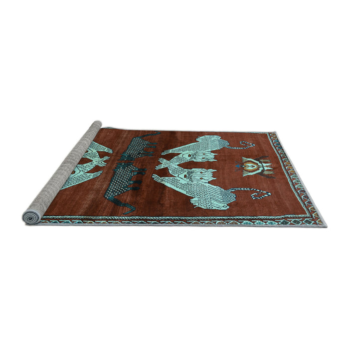 Sideview of Machine Washable Animal Light Blue Traditional Rug, wshtr734lblu