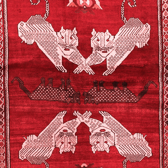 Machine Washable Animal Red Traditional Rug, wshtr734red