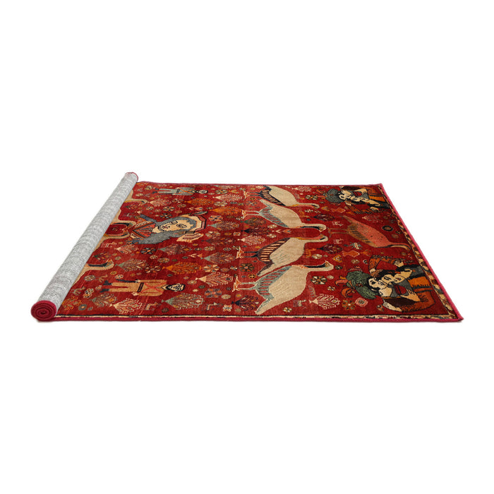 Sideview of Machine Washable Traditional Red Rug, wshtr735