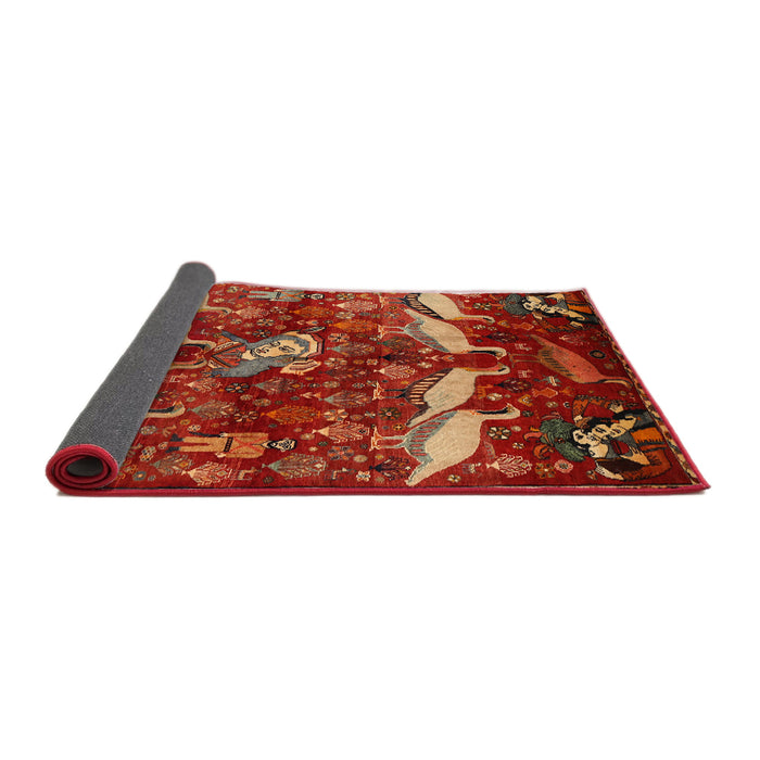 Sideview of Traditional Red Animal Rug, tr735