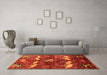 Machine Washable Animal Orange Traditional Area Rugs in a Living Room, wshtr735org