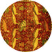 Round Animal Yellow Traditional Rug, tr735yw