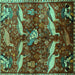 Square Animal Turquoise Traditional Rug, tr735turq