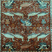 Square Animal Light Blue Traditional Rug, tr735lblu