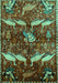 Machine Washable Animal Turquoise Traditional Area Rugs, wshtr735turq