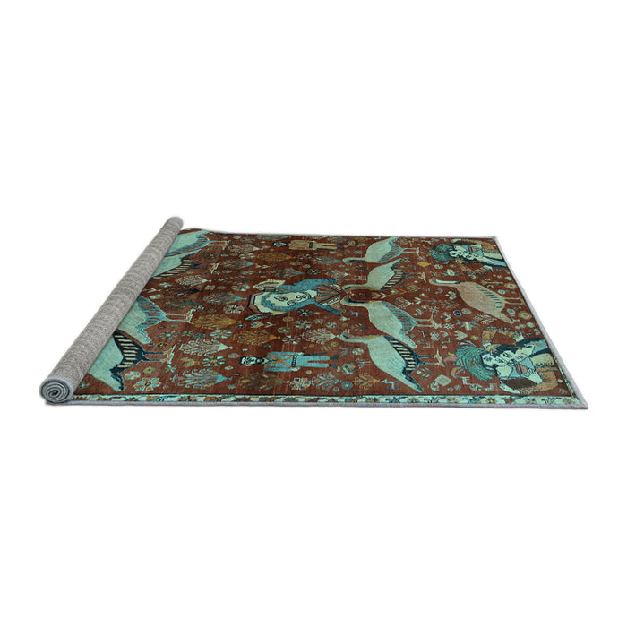 Sideview of Machine Washable Animal Light Blue Traditional Rug, wshtr735lblu