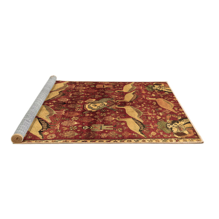 Sideview of Machine Washable Animal Brown Traditional Rug, wshtr735brn