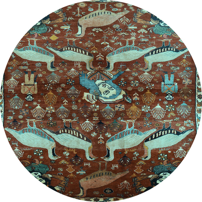 Round Animal Light Blue Traditional Rug, tr735lblu