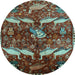 Round Animal Light Blue Traditional Rug, tr735lblu