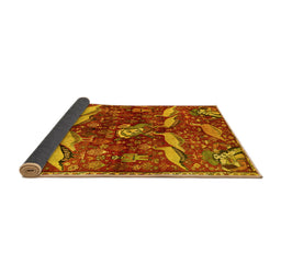 Sideview of Animal Yellow Traditional Rug, tr735yw