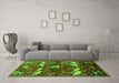 Machine Washable Animal Green Traditional Area Rugs in a Living Room,, wshtr735grn