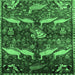 Square Machine Washable Animal Emerald Green Traditional Area Rugs, wshtr735emgrn