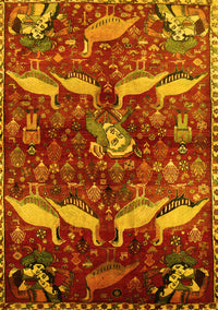 Animal Yellow Traditional Rug, tr735yw