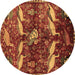 Round Animal Brown Traditional Rug, tr735brn