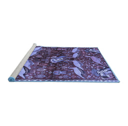 Sideview of Machine Washable Animal Blue Traditional Rug, wshtr735blu