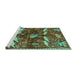 Sideview of Machine Washable Animal Turquoise Traditional Area Rugs, wshtr735turq