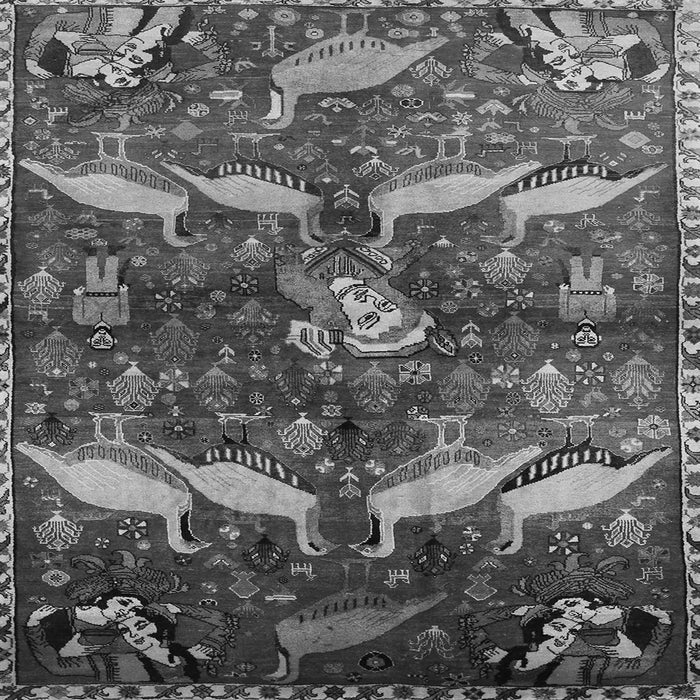 Round Machine Washable Animal Gray Traditional Rug, wshtr735gry