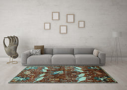 Machine Washable Animal Light Blue Traditional Rug in a Living Room, wshtr735lblu