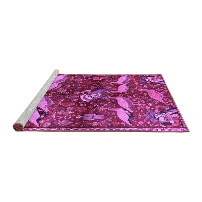 Sideview of Machine Washable Animal Purple Traditional Area Rugs, wshtr735pur