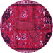 Round Animal Pink Traditional Rug, tr736pnk