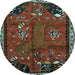 Round Animal Light Blue Traditional Rug, tr736lblu