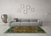 Machine Washable Animal Turquoise Traditional Area Rugs in a Living Room,, wshtr736turq