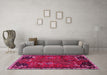 Machine Washable Animal Pink Traditional Rug in a Living Room, wshtr736pnk