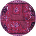 Round Machine Washable Animal Purple Traditional Area Rugs, wshtr736pur