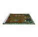 Sideview of Machine Washable Animal Turquoise Traditional Area Rugs, wshtr736turq
