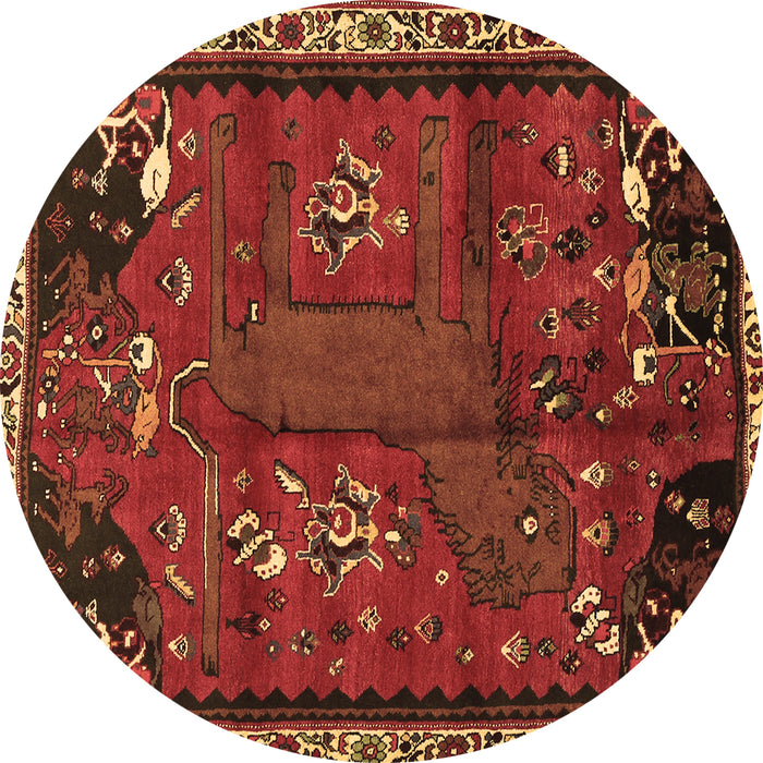 Round Machine Washable Animal Brown Traditional Rug, wshtr736brn