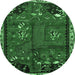 Round Animal Emerald Green Traditional Rug, tr736emgrn