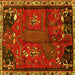 Square Animal Yellow Traditional Rug, tr736yw