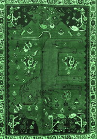 Animal Emerald Green Traditional Rug, tr736emgrn