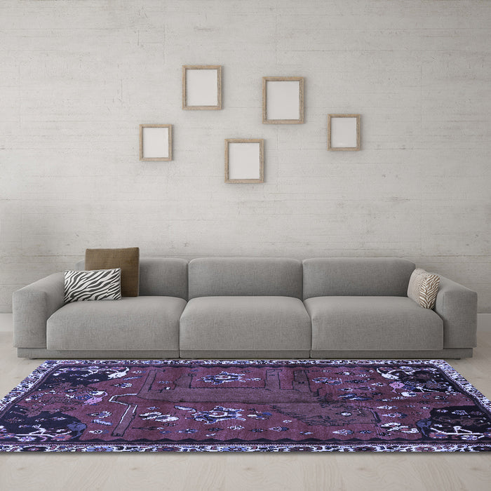 Machine Washable Animal Blue Traditional Rug in a Living Room, wshtr736blu