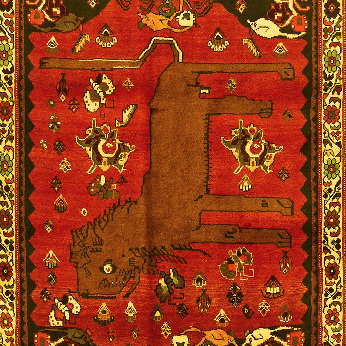 Machine Washable Animal Yellow Traditional Rug, wshtr736yw