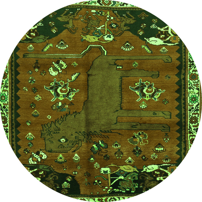 Machine Washable Animal Green Traditional Area Rugs, wshtr736grn