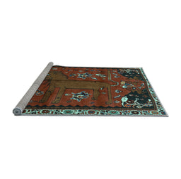 Sideview of Machine Washable Animal Light Blue Traditional Rug, wshtr736lblu