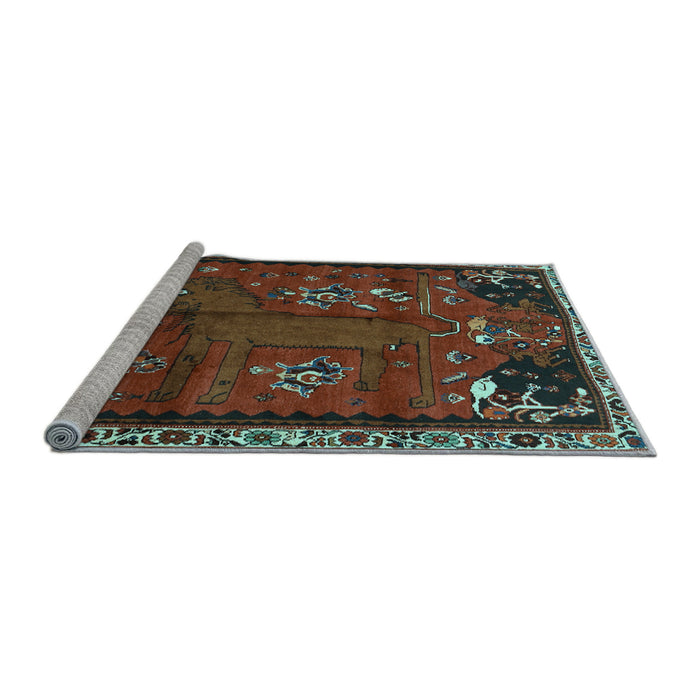 Sideview of Machine Washable Animal Light Blue Traditional Rug, wshtr736lblu
