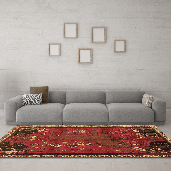 Machine Washable Animal Brown Traditional Rug in a Living Room,, wshtr736brn