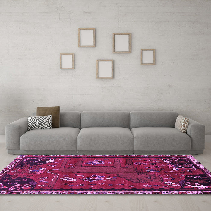 Machine Washable Animal Purple Traditional Area Rugs in a Living Room, wshtr736pur