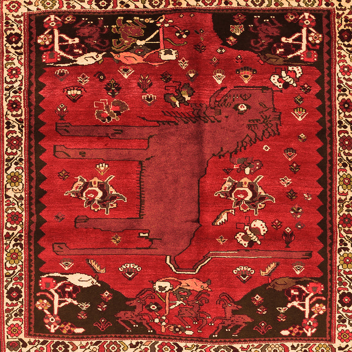 Serging Thickness of Animal Orange Traditional Rug, tr736org