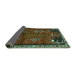 Sideview of Animal Turquoise Traditional Rug, tr736turq