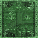 Square Animal Emerald Green Traditional Rug, tr736emgrn