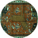 Round Animal Turquoise Traditional Rug, tr736turq