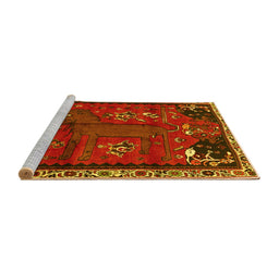 Sideview of Machine Washable Animal Yellow Traditional Rug, wshtr736yw