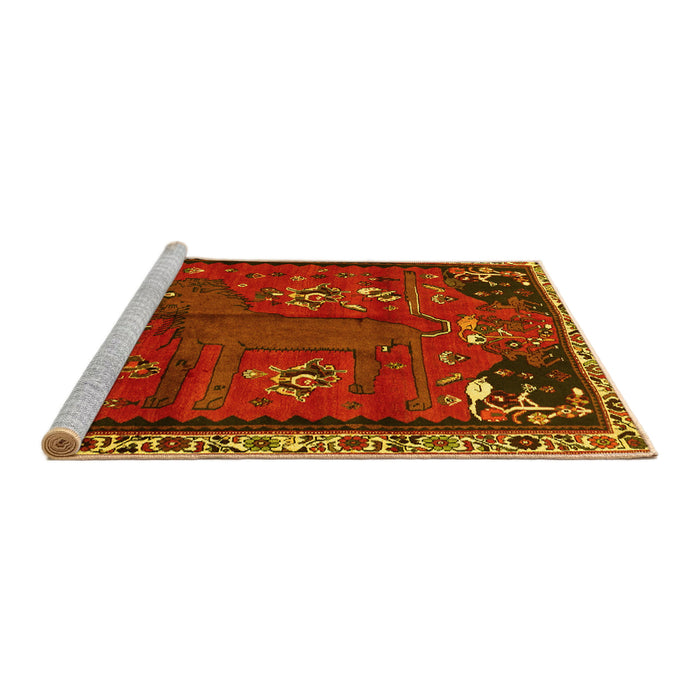 Sideview of Machine Washable Animal Yellow Traditional Rug, wshtr736yw